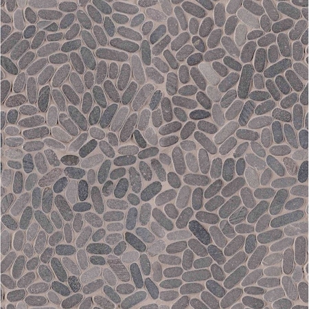Sliced Pebble Coal 12 In. X 12 In. X 10 Mm Tumbled Marble Mesh-Mounted Mosaic Tile, 10PK